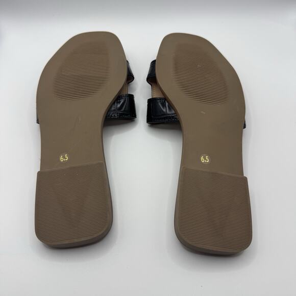 Steven Steve Madden Harlien Crocodile Embossed Slide Sandal Size 6.5 Black - Picture 3 of 3